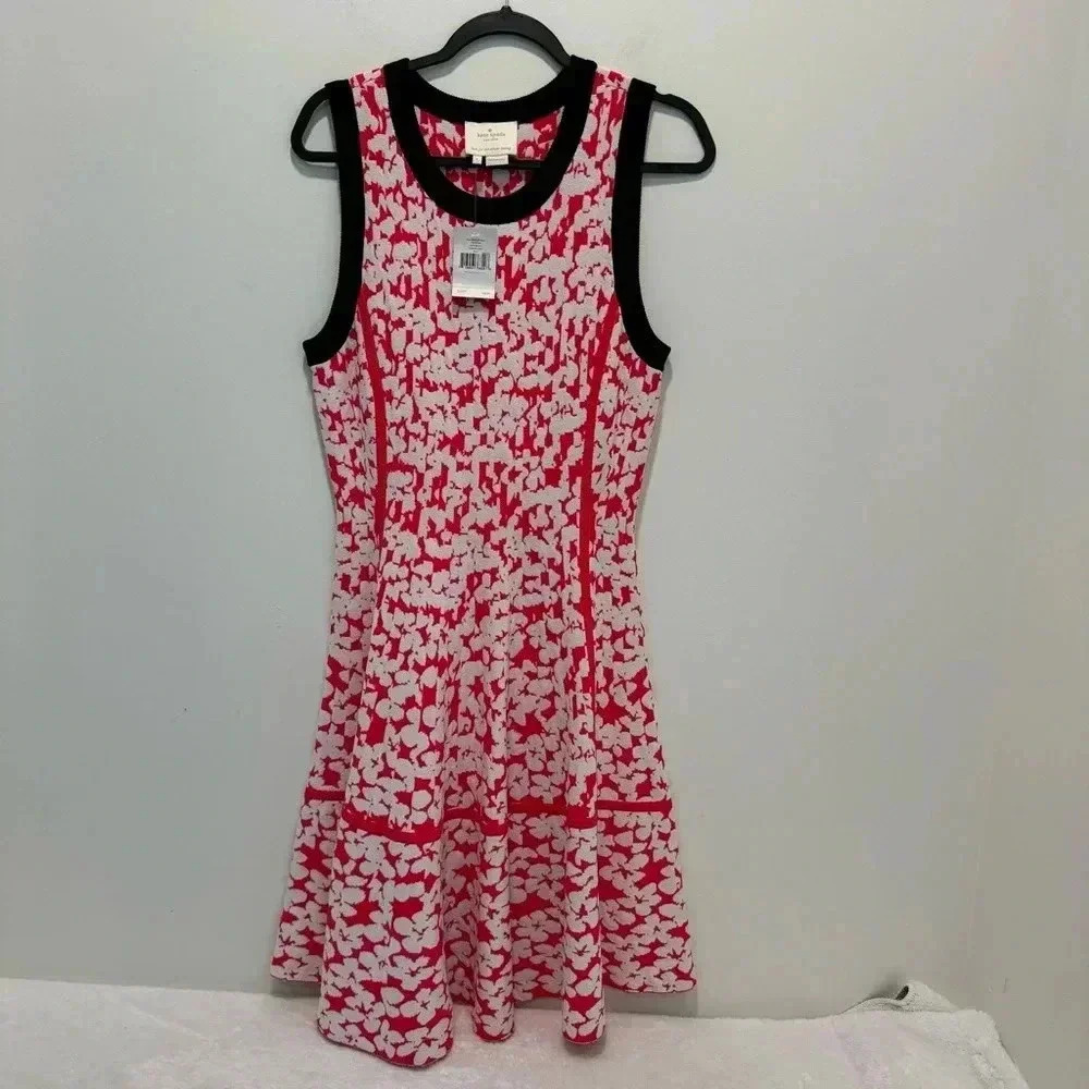 Kate Spade Floral Jacquard Knit Dress in Dive Right In Geranium Womens L - Picture 2 of 13